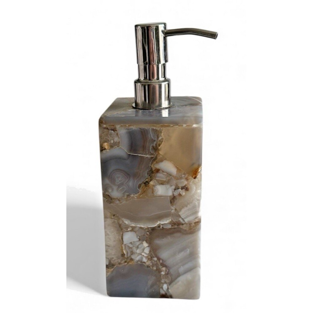 Elegant Gray Agate Stone Hand Soap Lotion Dispenser Luxury Bathroom Accessory